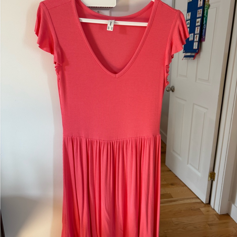 Only Coral Ribbed Top